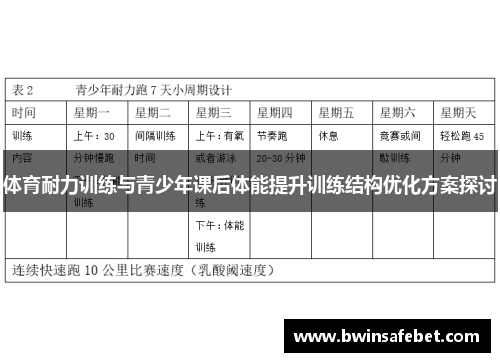 体育耐力训练与青少年课后体能提升训练结构优化方案探讨